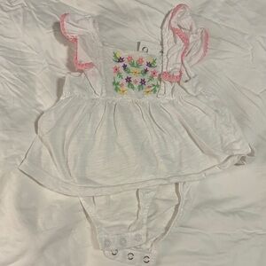 Carter's White Romper with Colorful Floral Design